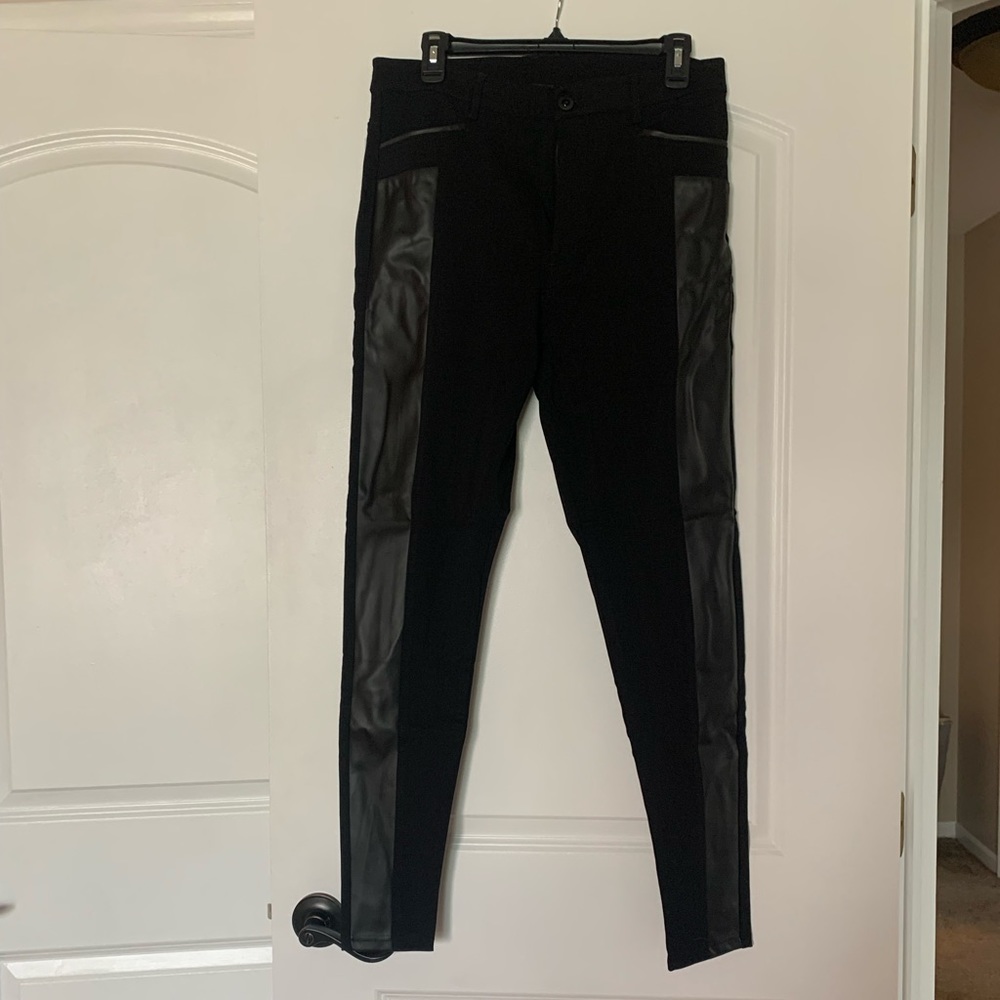 Black Pants with Faux Leather - City Chic